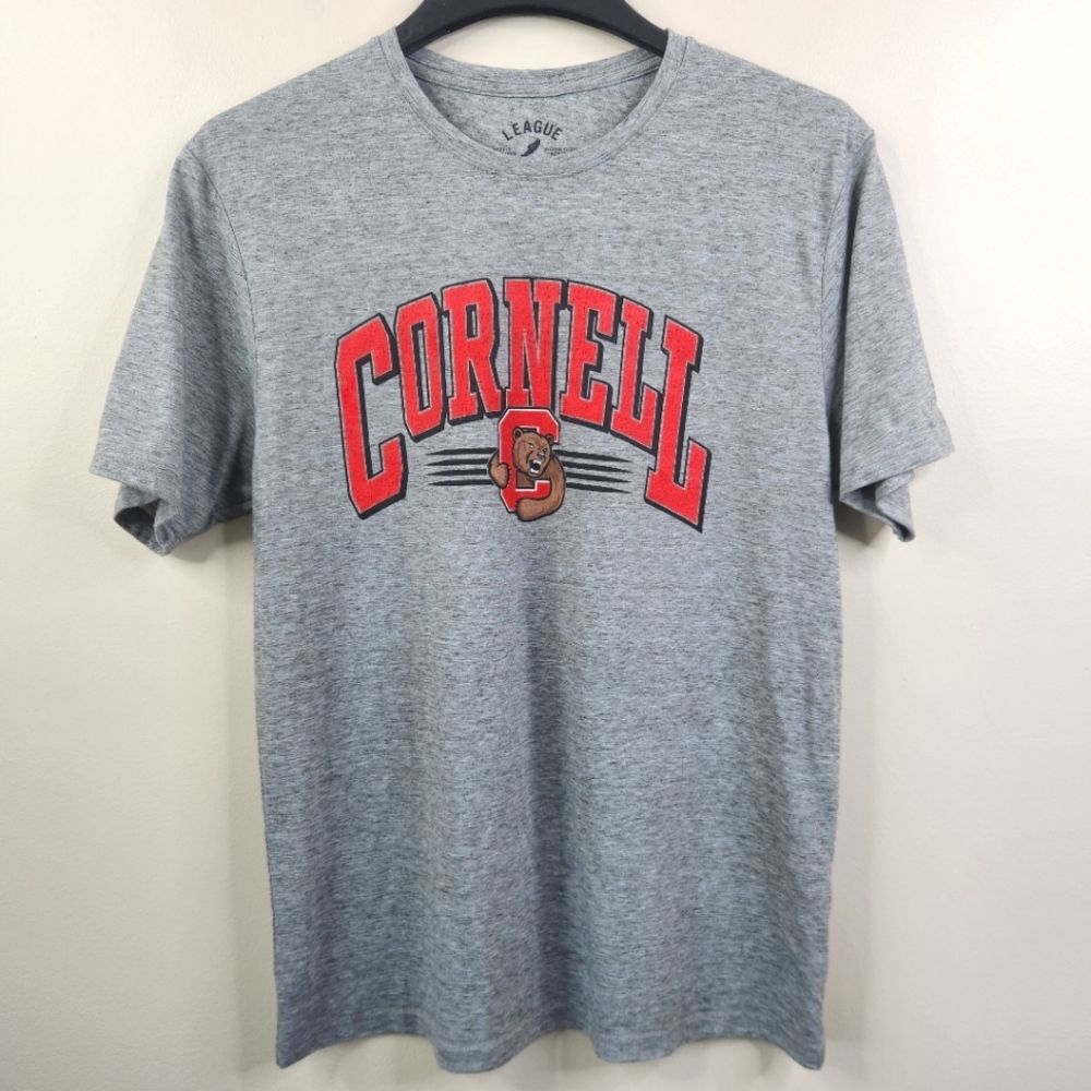 League Cornell Big Red University Short Sleeve Heather Grey Tee M